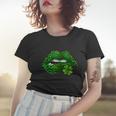 Green Lips Sexy Irish Leopard Shamrock St Patricks Day Graphic Design Printed Casual Daily Basic Women T-shirt Gifts for Her