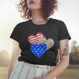 Patriotic Leopard Print Stars And Stripes Hearts Women T-shirt Gifts for Her