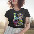 Womens Love Teacher Life Messy Bun Autism Awareness Teachers Women T-shirt Gifts for Her