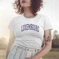Luxembourg Varsity Style Navy Blue Text Women T-shirt