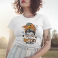 One Spooky Mama For Halloween Messy Bun Mom Monster Bleached V3 Women T-shirt Gifts for Her
