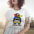 Proud Aunt Messy Bun Rainbow Lgbt Gay Pride Month Women T-shirt Gifts for Her
