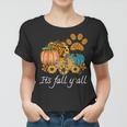 Its Fall Yall Leopard Pumpkin Autumn Dog Paw Halloween  Women T-shirt