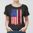 Firefighter Retro American Flag Firefighter Dad Jobs Fathers Day Women T-shirt