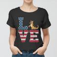 4Th Of July Patriotic Love German Shepherd Dog American Flag Gift Women T-shirt