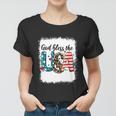 Bleached 4Th July God Bless The Usa Patriotic American Flag Gift Women T-shirt