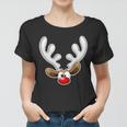 Christmas Red Nose Reindeer Face Graphic Design Printed Casual Daily Basic Women T-shirt