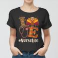 Cute Thanksgiving Nurselife Fall Patterns Nurse Turkey Tshirt Women T-shirt