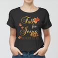 Fall For Jesus He Never Leaves Christian Autumn Season Women T-shirt