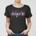 Firefighter Retro American Flag Firefighter Jobs 4Th Of July Fathers Day V2 Women T-shirt