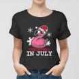 Flamingo Funny Christmas In July Snowflakes Women T-shirt