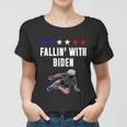 Funny Anti Biden Fallin With Biden Funny Joe Biden Bike Fall Women T-shirt