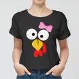 Girl Turkey Face Pink Bow Thanksgiving Day Tshirt Women T-shirt