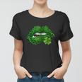 Green Lips Sexy Irish Leopard Shamrock St Patricks Day Graphic Design Printed Casual Daily Basic Women T-shirt