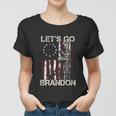 Gun American Flag Patriots Lets Go Brandon On Back Women T-shirt