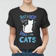 Kids Cat Just A Boy Who Loves Cats Gift For Cat Lovers Women T-shirt