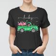 Lucky Flamingo Riding Green Truck Shamrock St Patricks Day Graphic Design Printed Casual Daily Basic Women T-shirt