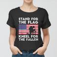 Memorial Day Patriotic Military Veteran American Flag Stand For The Flag Kneel For The Fallen Women T-shirt
