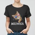 Meowica American Flag Cool Joke Cat Sunglusses 4Th Of July Women T-shirt