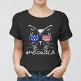 Meowica Glassess American Flag 4Th Of July Cat Day Women T-shirt