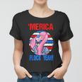 Merica Flock Yeah 4Th July Funny Patriotic Flamingo Women T-shirt