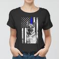 Patriotic German Shepherd Dog American Flag Thin Blue Line Gift Women T-shirt