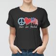 Patriotic Retro Peace Love Freedom Usa Flag 4Th Of July Women T-shirt