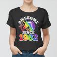 Rainbow Unicorn Awesome Since 1982 40Th Birthday Women T-shirt