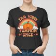 Retro Fall Vibes And Pumpkin Spice Rainbow Fall Autumn Women T-shirt