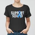 Support Squad Colon Cancer Awareness Blue Ribbon Tshirt Women T-shirt