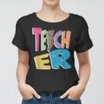 Teacher Colorful Distressed Leopard Lightning Bolt Trendy Women T-shirt