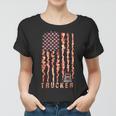 Trucker Trucker American Flag Smoking Women T-shirt