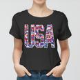 Usa World Flags Pattern Women T-shirt