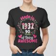 Womens 90 Years Old 90Th Birthday Born In 1932 Women Girls Floral Women T-shirt