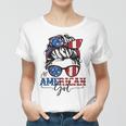 All American Girl 4Th Of July Women Messy Bun Usa Flag V2 Women T-shirt