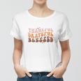 Fall Retro Thankful Grateful Blessed Thanksgiving Quotes Autumn Gift Women T-shirt