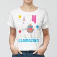 Kids 4Th Birthday I Am 4 Years Old And Llamazing Llama Girl Ns Women T-shirt