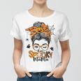 One Spooky Mama For Halloween Messy Bun Mom Monster Bleached V3 Women T-shirt