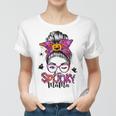 One Spooky Mama For Halloween Messy Bun Mom Monster Bleached V6 Women T-shirt