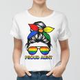 Proud Aunt Messy Bun Rainbow Lgbt Gay Pride Month Women T-shirt