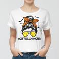 Softball Momster For Women Halloween Mom Messy Bun Women T-shirt