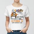 Spooky Mama Born On October 31St Birthday Bun Hair Halloween Women T-shirt