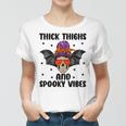 Thick Thights And Spooky Vibes Halloween Messy Bun Hair Women T-shirt