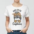 Womens Funny Captain Wife Dibs On The Captain Saying Cute Messy Bun Women T-shirt