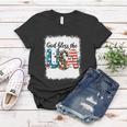 Bleached 4Th July God Bless The Usa Patriotic American Flag Gift Women T-shirt Unique Gifts