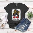 Bleached Lunch Lady Messy Bun Hair Leopard Print Sunglasses Cool Gift Women T-shirt Unique Gifts