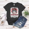 Firefighter The Red Proud Firefighter Fireman Aunt Messy Bun Hair Women T-shirt Funny Gifts