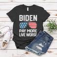 Funny Biden Pay More Live Worse Political Humor Sarcasm Sunglasses Design Women T-shirt Unique Gifts