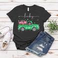 Lucky Flamingo Riding Green Truck Shamrock St Patricks Day Graphic Design Printed Casual Daily Basic Women T-shirt Personalized Gifts