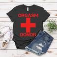 Orgasm Donor Red Imprint Women T-shirt Unique Gifts